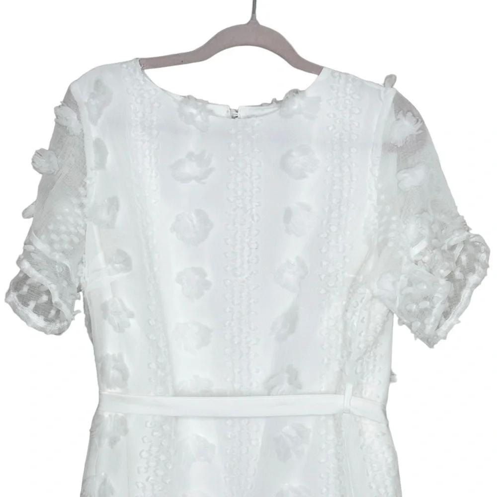 NWT Savi Mom Large Aurora Embellished Belted Maternity White Dress - Picture 6 of 9